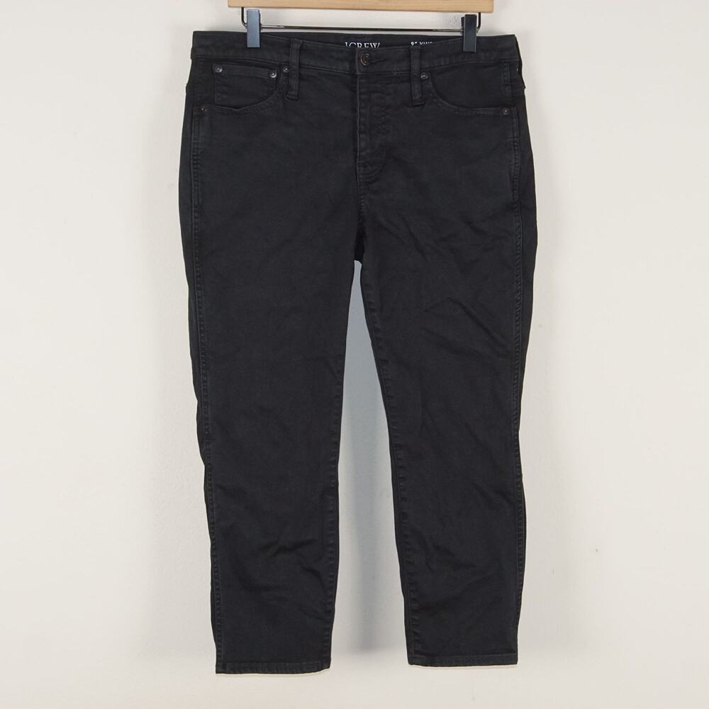 J Crew Mid Rise 9" Vintage Slim Straight Black Jeans Womens Sz 31 Petite BB769